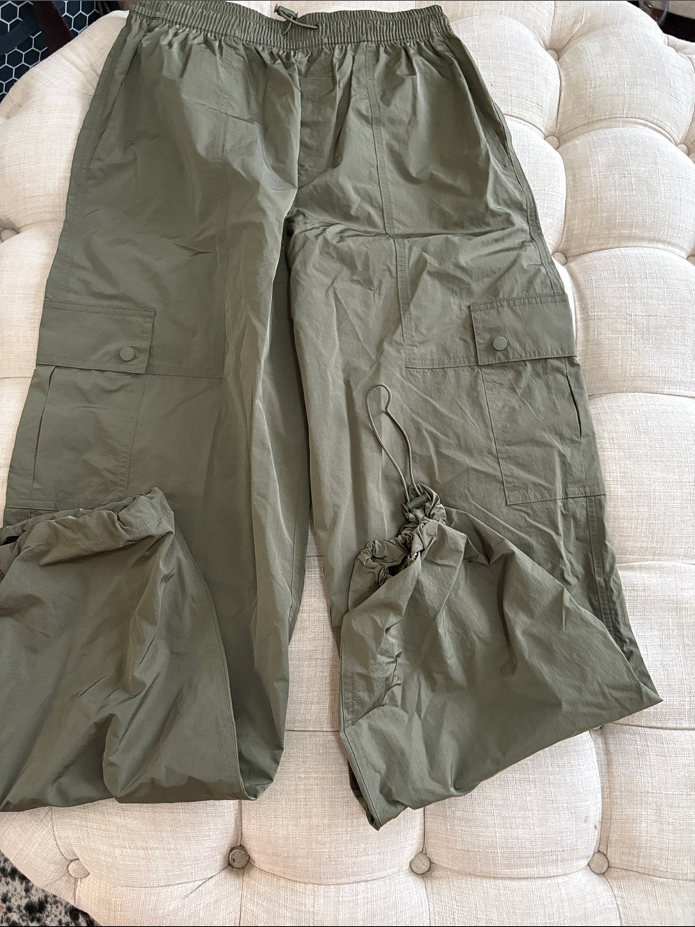 PINK Victoria's Secret Olive Green Windbreaker Cargo Joggers